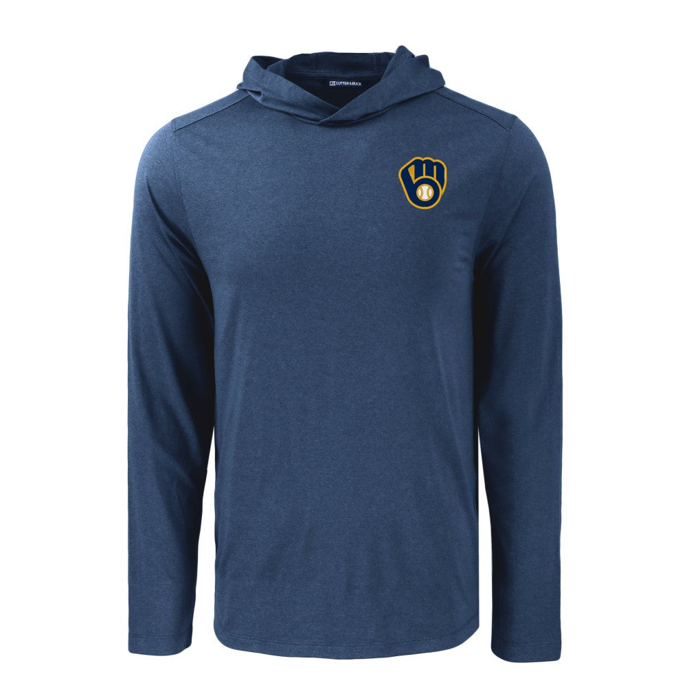 Milwaukee Brewers Cutter & Buck Coastline Epic Comfort Recycled Eco Hoodie Long Sleeve T-Shirt Online