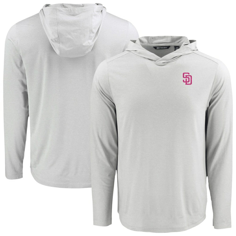 San Diego Padres Cutter & Buck Coastline Epic Comfort Recycled Eco Hoodie Long Sleeve T-Shirt Lifestyle