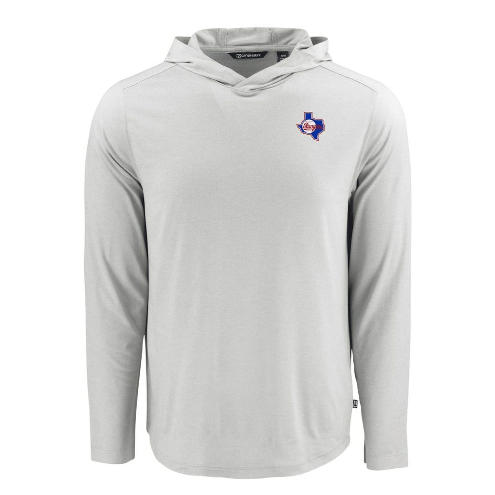 Texas Rangers Cutter & Buck Coastline Epic Comfort Recycled Eco Hoodie Long Sleeve T-Shirt Lifestyle