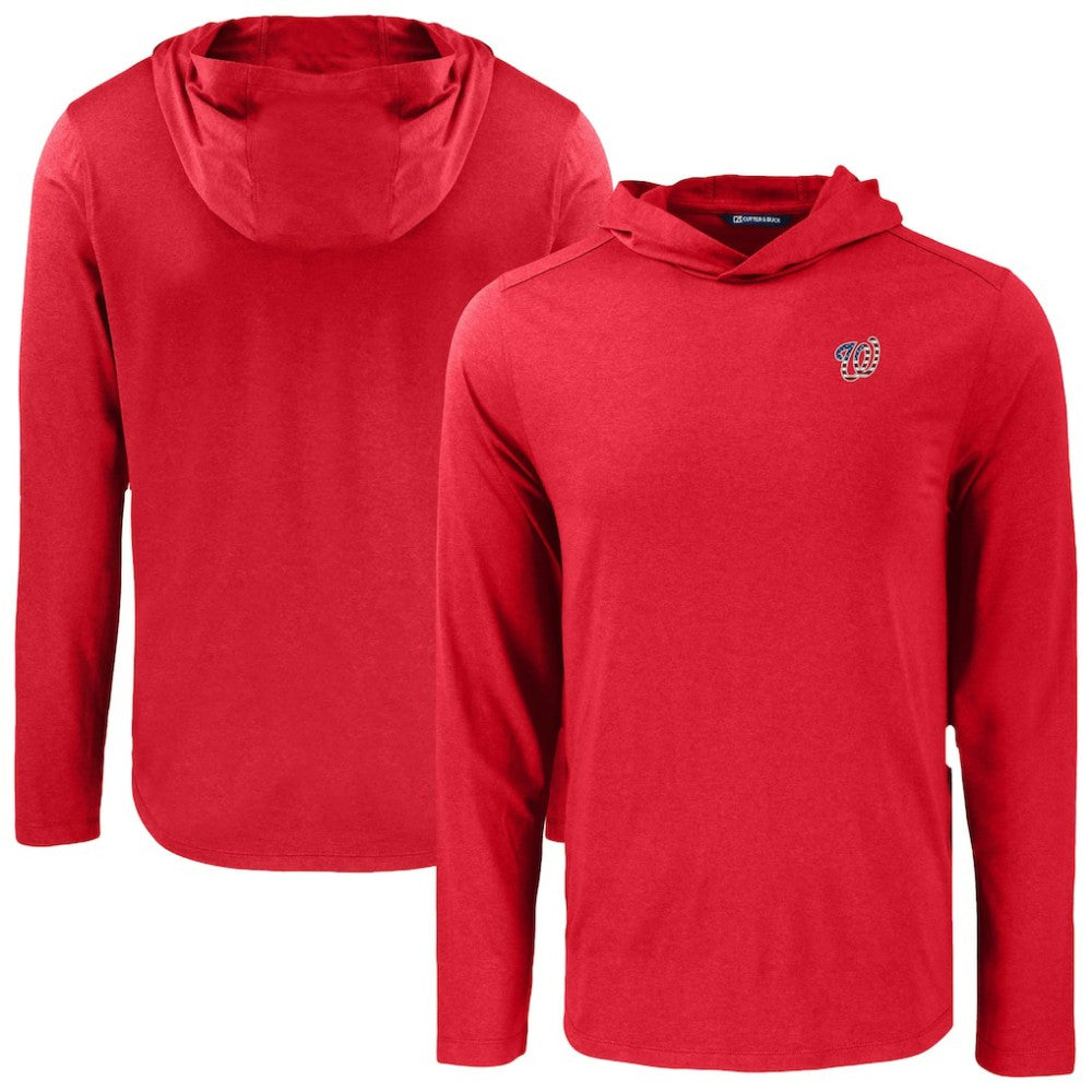 Washington Nationals Cutter & Buck Americana Coastline Epic Comfort Recycled Eco Hoodie Long Sleeve T-Shirt On Sale