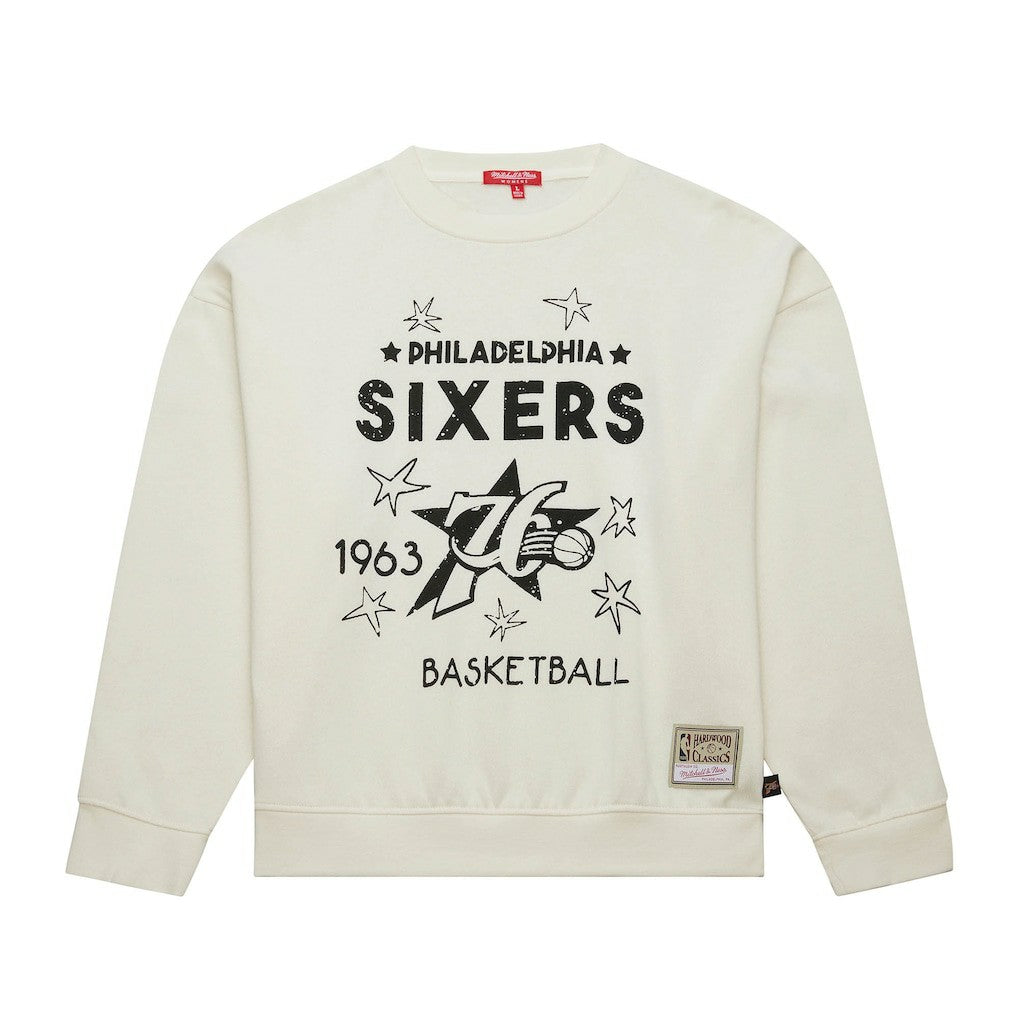 Mitchell & Ness - Philadelphia 76ers Women's Hardwood Classics Pullover Sweatshirt - Cream