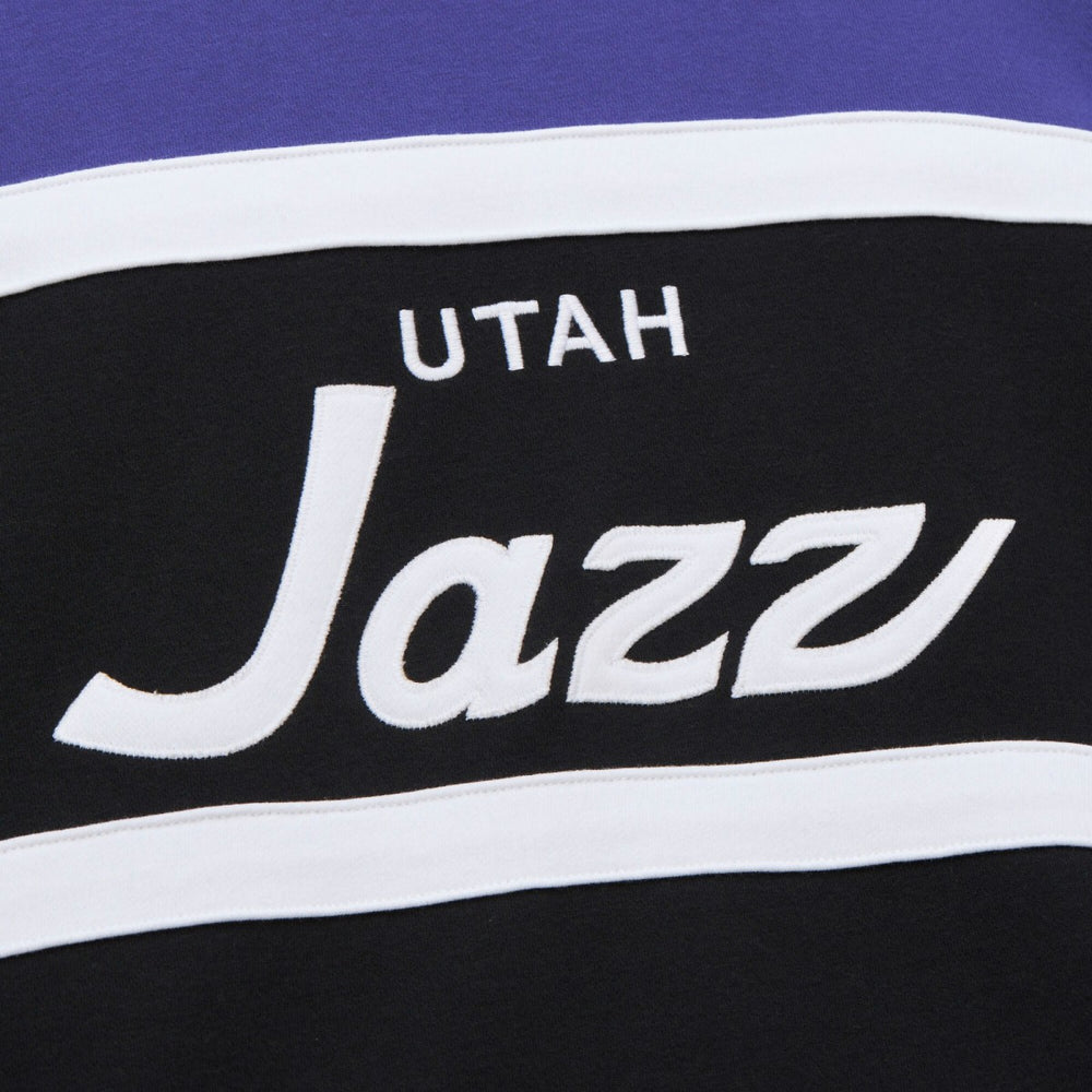 Mitchell & Ness - Utah Jazz Hardwood Classics Vintage Logo Head Coach Pullover Sweatshirt - Black/Purple