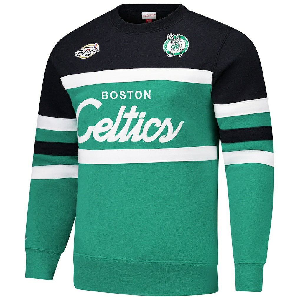 Mitchell & Ness - Boston Celtics Hardwood Classics Vintage Logo Head Coach Pullover Sweatshirt - Kelly Green/Black