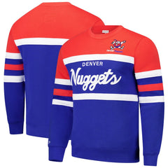 Mitchell & Ness - Denver Nuggets Hardwood Classics Vintage Logo Head Coach Pullover Sweatshirt - Royal/Red
