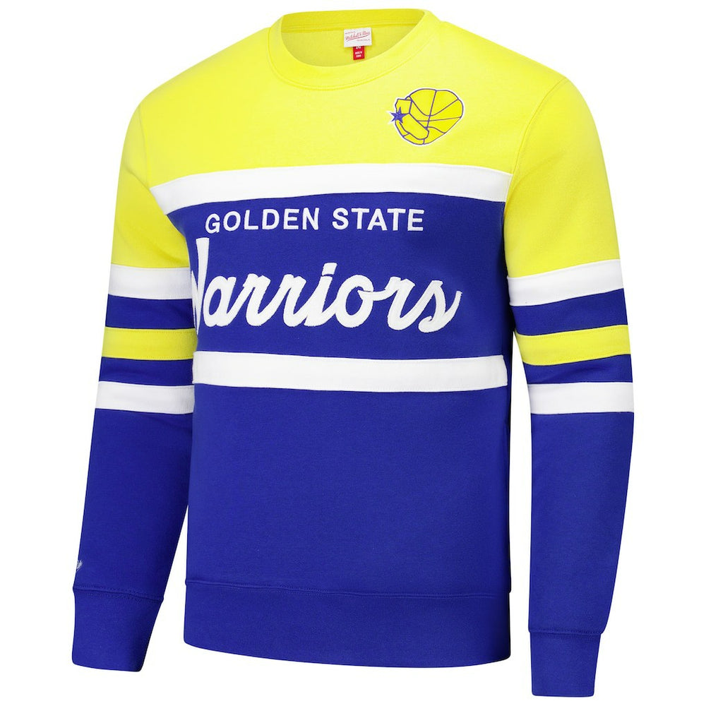 Mitchell & Ness - Golden State Warriors Hardwood Classics Vintage Logo Head Coach Pullover Sweatshirt - Royal/Gold