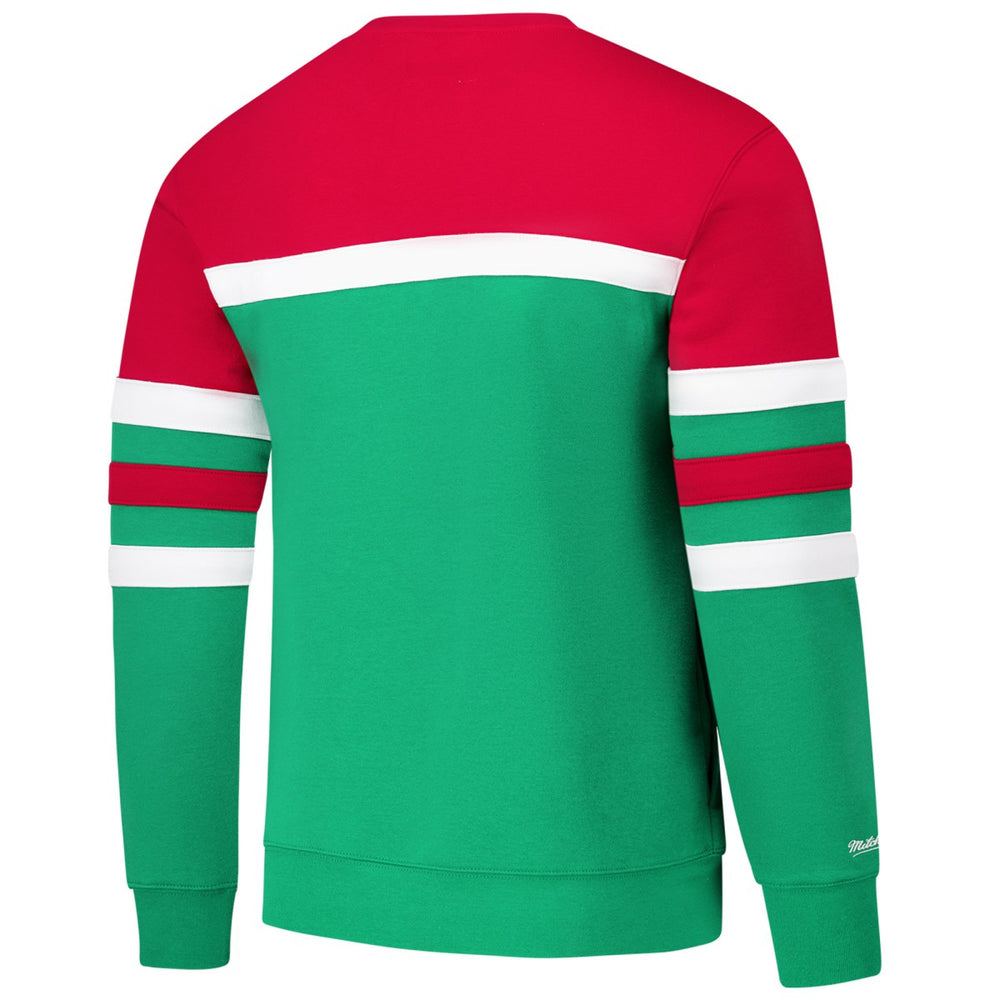 Mitchell & Ness - Milwaukee Bucks Hardwood Classics Vintage Logo Head Coach Pullover Sweatshirt - Green/Red