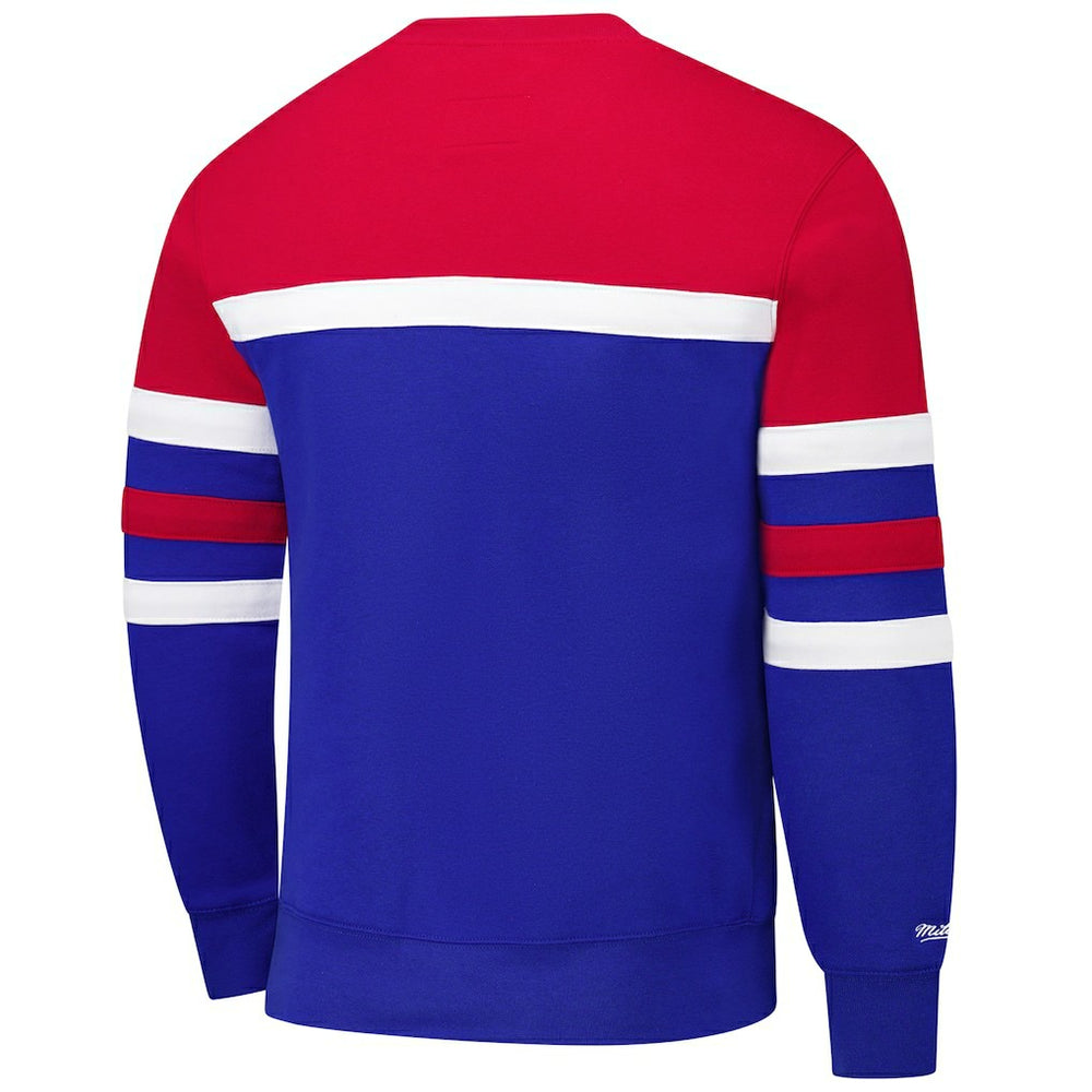 Mitchell & Ness - Philadelphia 76ers Hardwood Classics Vintage Logo Head Coach Pullover Sweatshirt - Royal/Red
