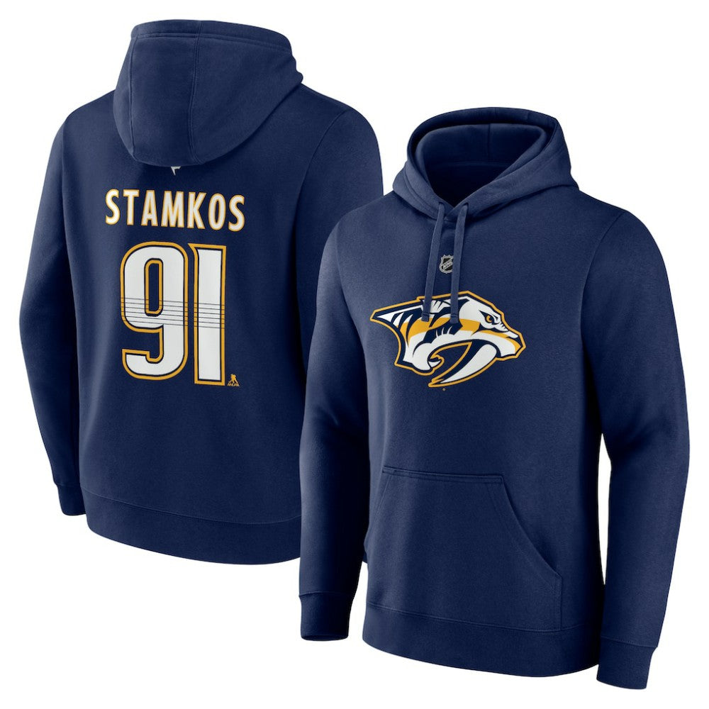 Steven Stamkos Nashville Predators - Fanatics Authentic Stack Name & Number Tri-Blend Pullover Hoodie Navy