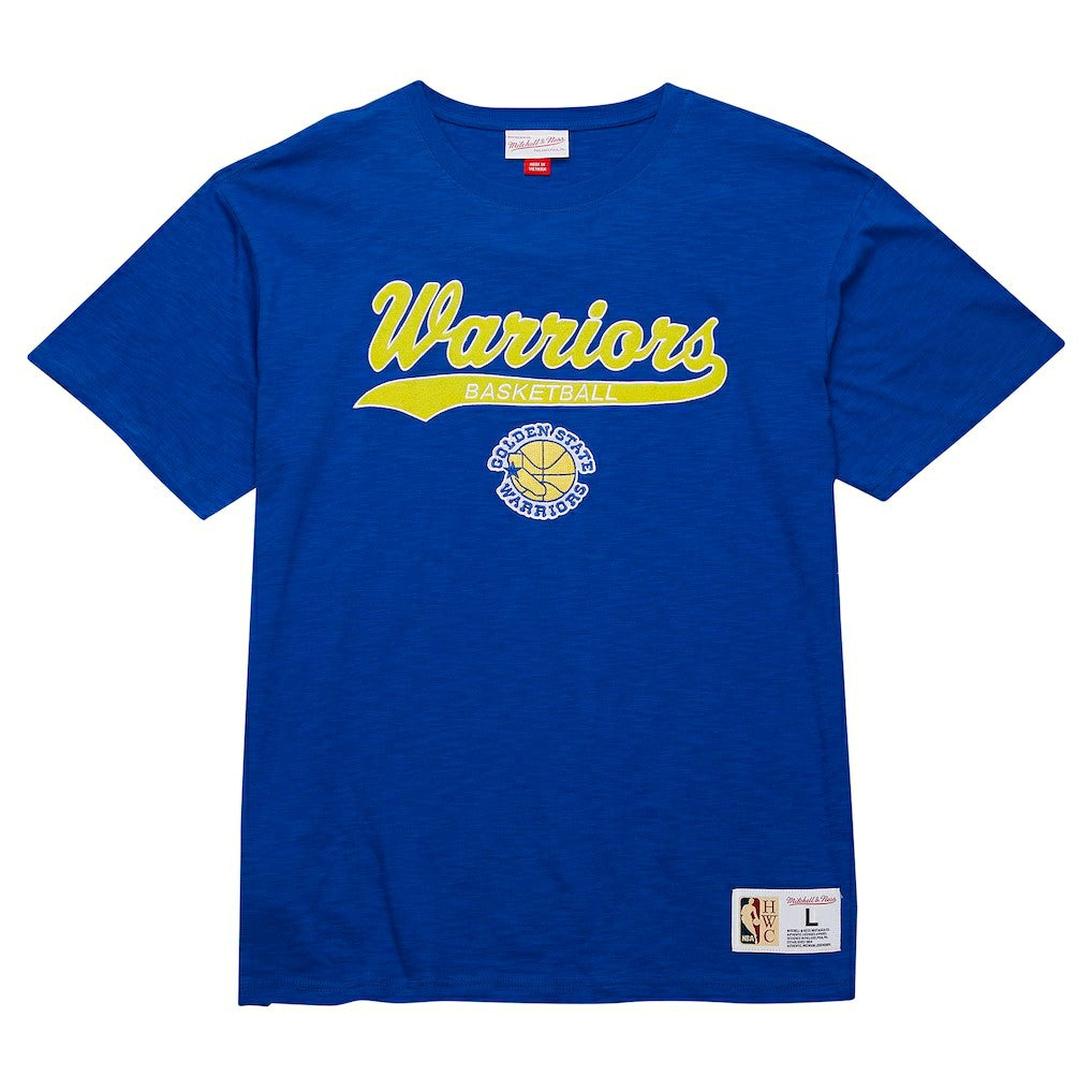 Mitchell & Ness - Golden State Warriors Hardwood Classics Felt Applique Slub T-Shirt - Royal