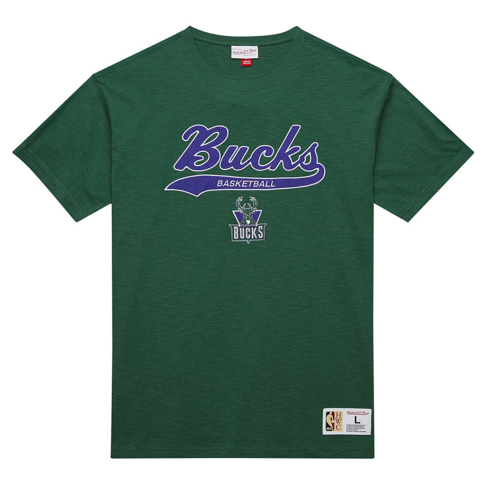 Mitchell & Ness - Milwaukee Bucks Hardwood Classics Felt Applique Slub T-Shirt - Green