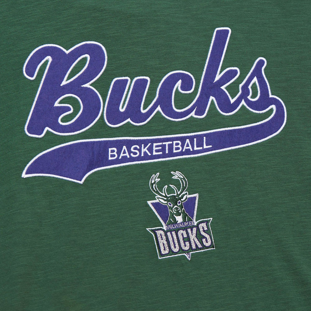 Mitchell & Ness - Milwaukee Bucks Hardwood Classics Felt Applique Slub T-Shirt - Green
