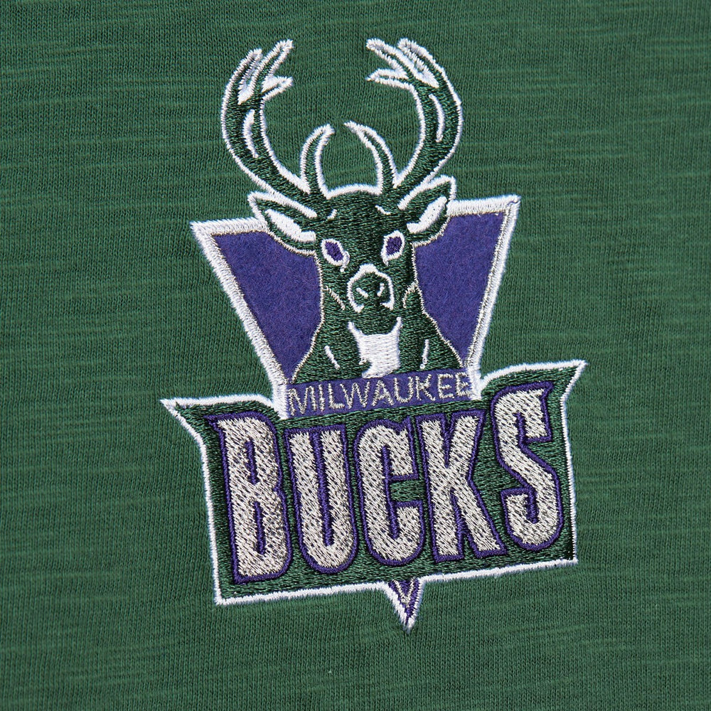Mitchell & Ness - Milwaukee Bucks Hardwood Classics Felt Applique Slub T-Shirt - Green