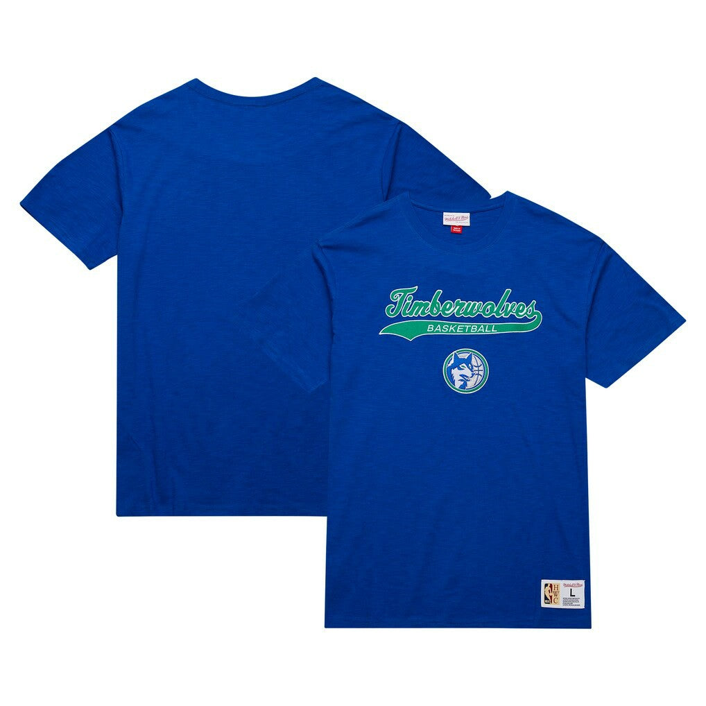 Mitchell & Ness - Minnesota Timberwolves Hardwood Classics Felt Applique Slub T-Shirt - Blue