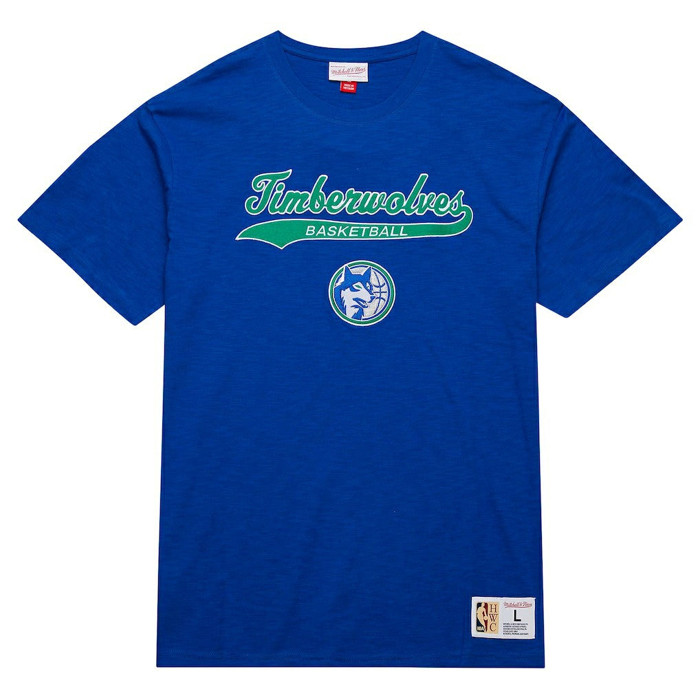Mitchell & Ness - Minnesota Timberwolves Hardwood Classics Felt Applique Slub T-Shirt - Blue