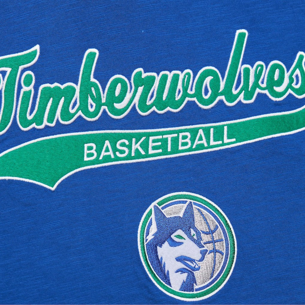 Mitchell & Ness - Minnesota Timberwolves Hardwood Classics Felt Applique Slub T-Shirt - Blue