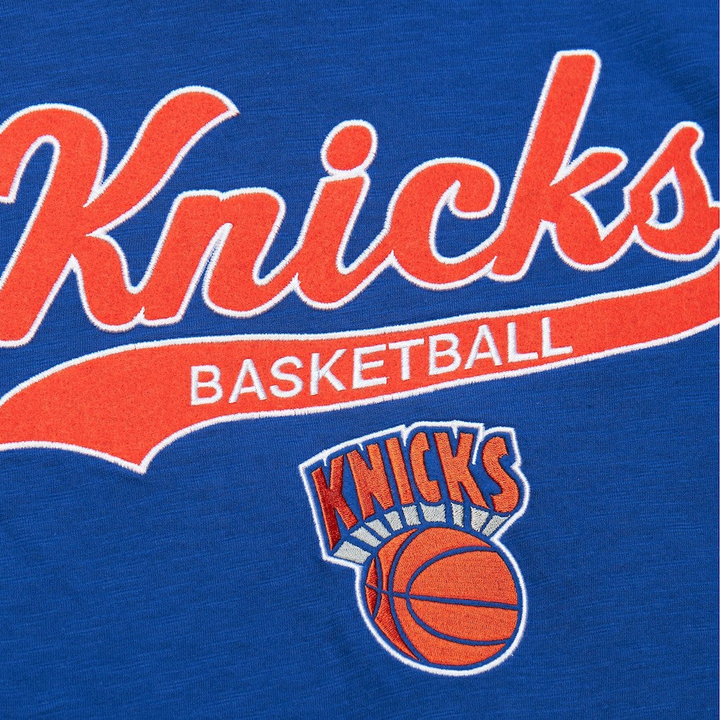 Mitchell & Ness - New York Knicks Hardwood Classics Felt Applique Slub T-Shirt - Blue