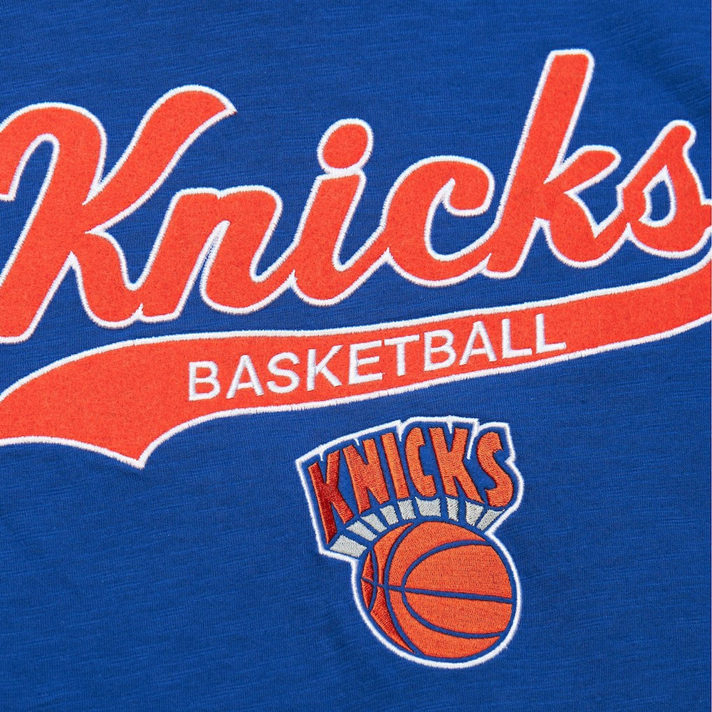 Mitchell & Ness - New York Knicks Hardwood Classics Felt Applique Slub T-Shirt - Blue