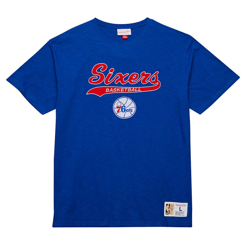 Mitchell & Ness - Philadelphia 76ers Hardwood Classics Felt Applique Slub T-Shirt - Royal