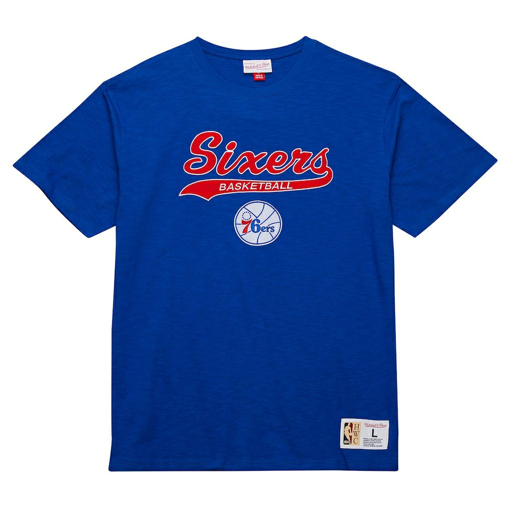 Mitchell & Ness - Philadelphia 76ers Hardwood Classics Felt Applique Slub T-Shirt - Royal