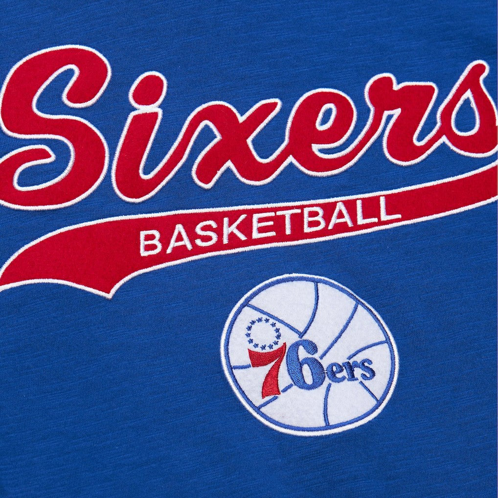 Mitchell & Ness - Philadelphia 76ers Hardwood Classics Felt Applique Slub T-Shirt - Royal
