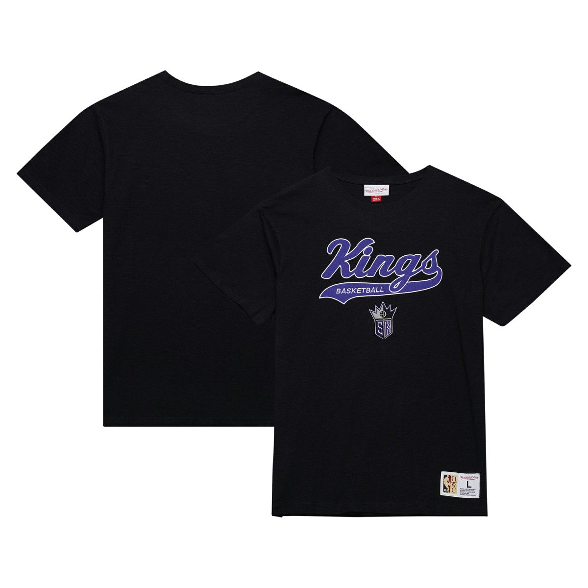 Mitchell & Ness - Sacramento Kings Hardwood Classics Felt Applique Slub T-Shirt - Black
