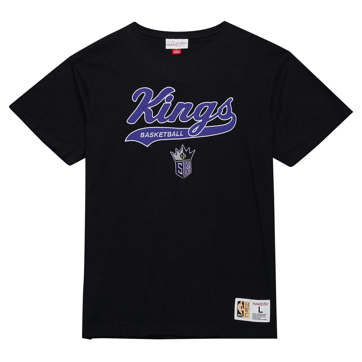 Mitchell & Ness - Sacramento Kings Hardwood Classics Felt Applique Slub T-Shirt - Black