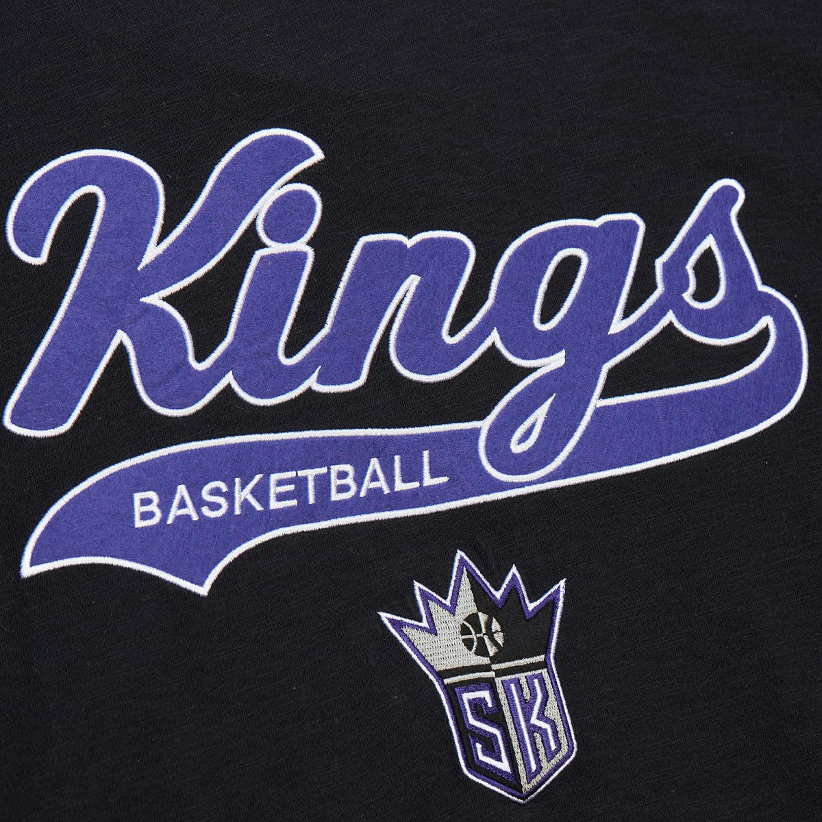 Mitchell & Ness - Sacramento Kings Hardwood Classics Felt Applique Slub T-Shirt - Black