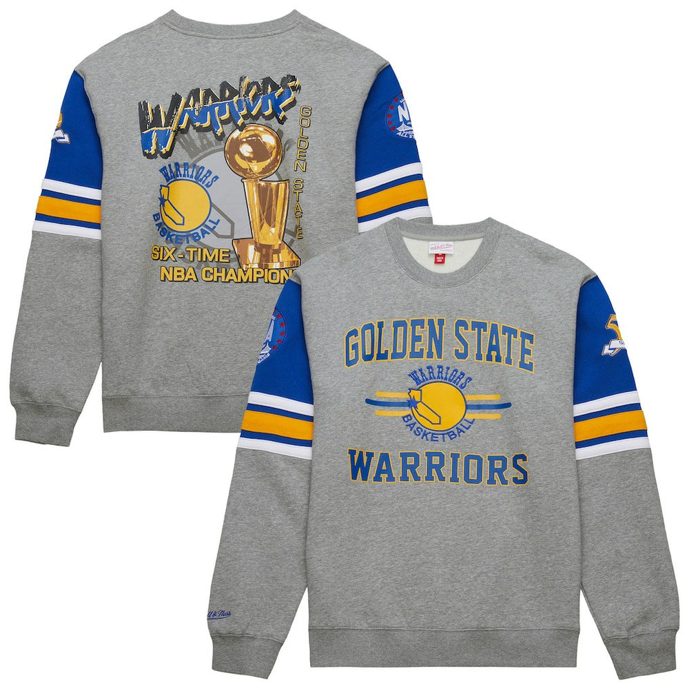 Mitchell & Ness - Golden State Warriors Hardwood Classics All Over 4.0 Pullover Sweatshirt - Heather Gray
