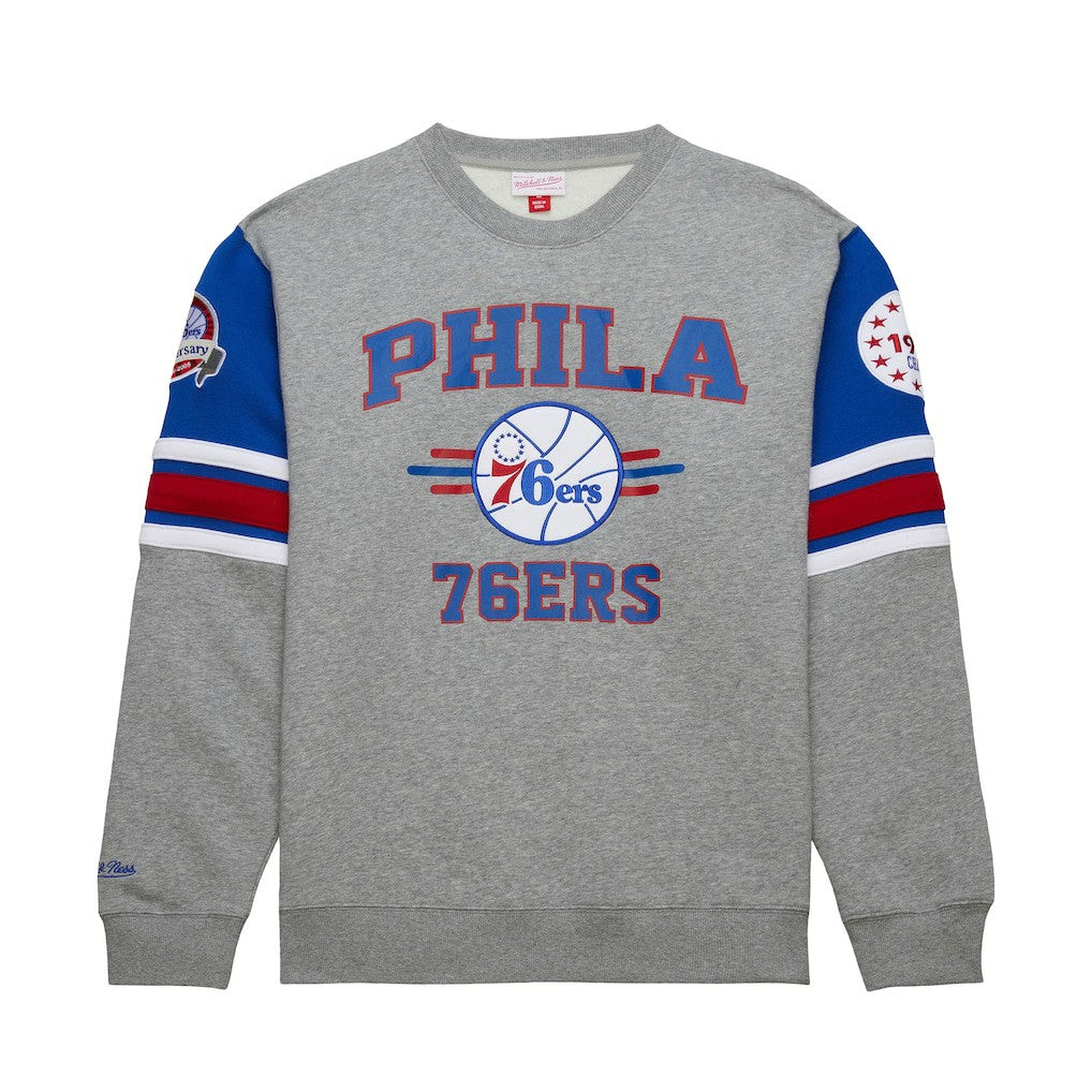 Mitchell & Ness - Philadelphia 76ers Hardwood Classics All Over 4.0 Pullover Sweatshirt - Heather Gray
