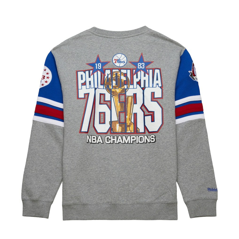 Mitchell & Ness - Philadelphia 76ers Hardwood Classics All Over 4.0 Pullover Sweatshirt - Heather Gray