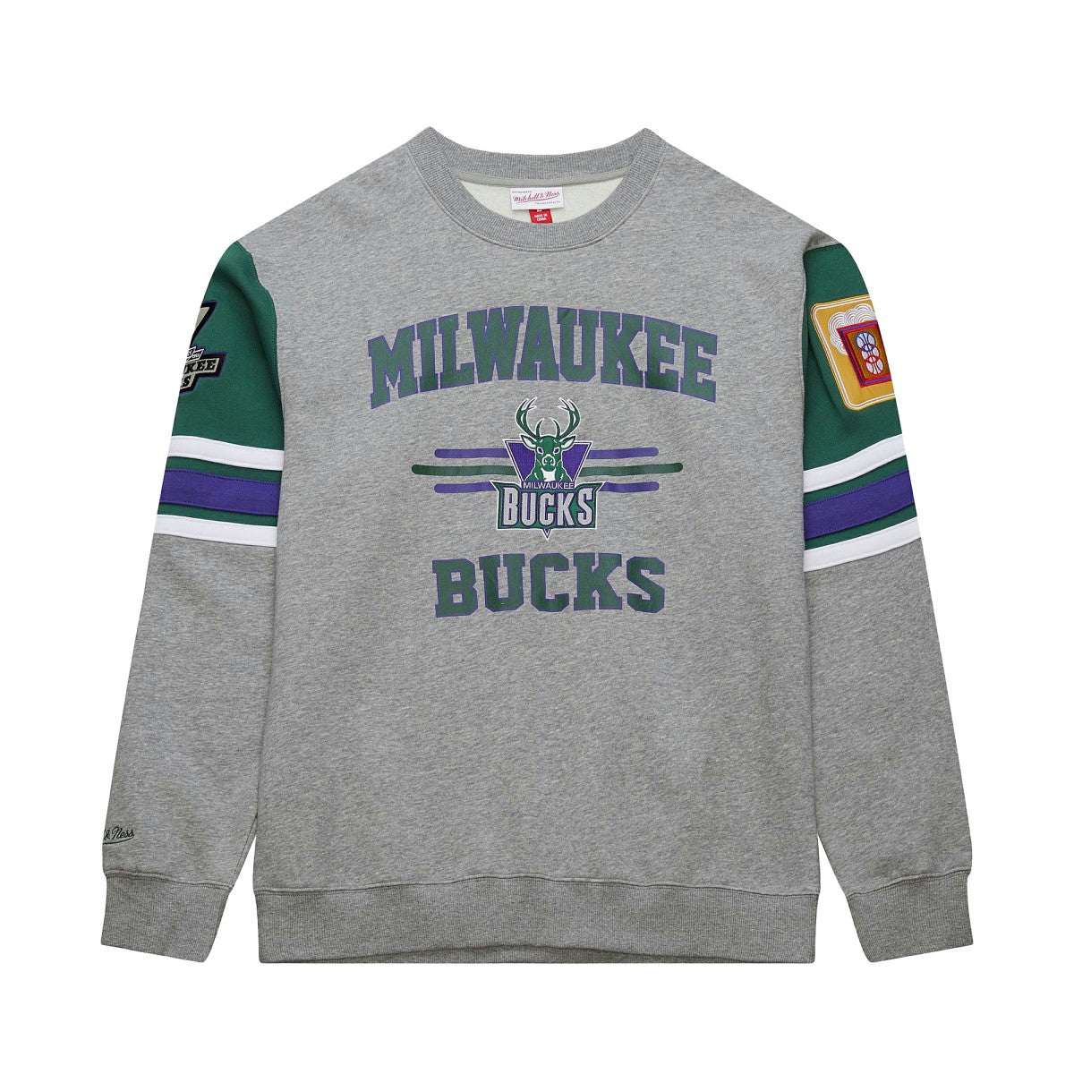 Mitchell & Ness - Milwaukee Bucks Hardwood Classics All Over 4.0 Pullover Sweatshirt - Heather Gray