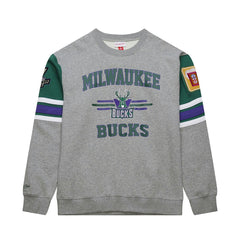Mitchell & Ness - Milwaukee Bucks Hardwood Classics All Over 4.0 Pullover Sweatshirt - Heather Gray
