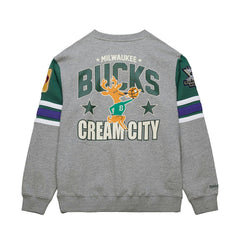 Mitchell & Ness - Milwaukee Bucks Hardwood Classics All Over 4.0 Pullover Sweatshirt - Heather Gray