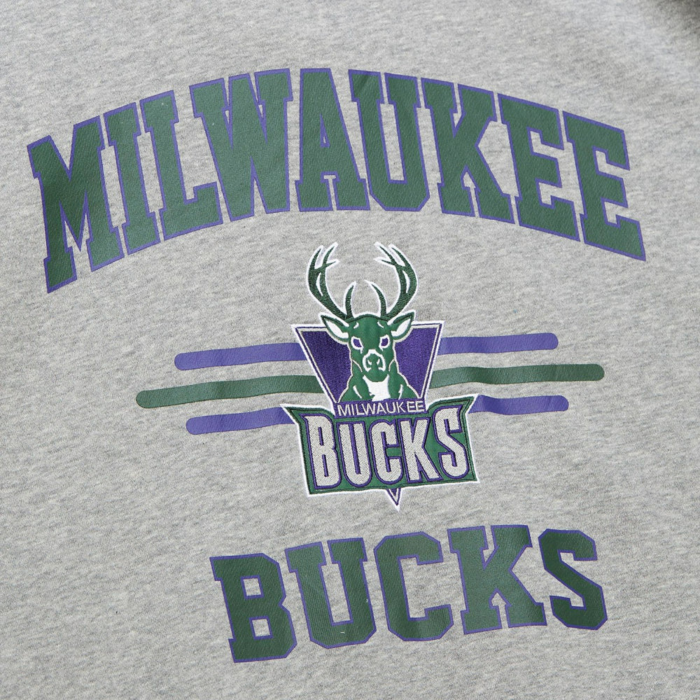 Mitchell & Ness - Milwaukee Bucks Hardwood Classics All Over 4.0 Pullover Sweatshirt - Heather Gray
