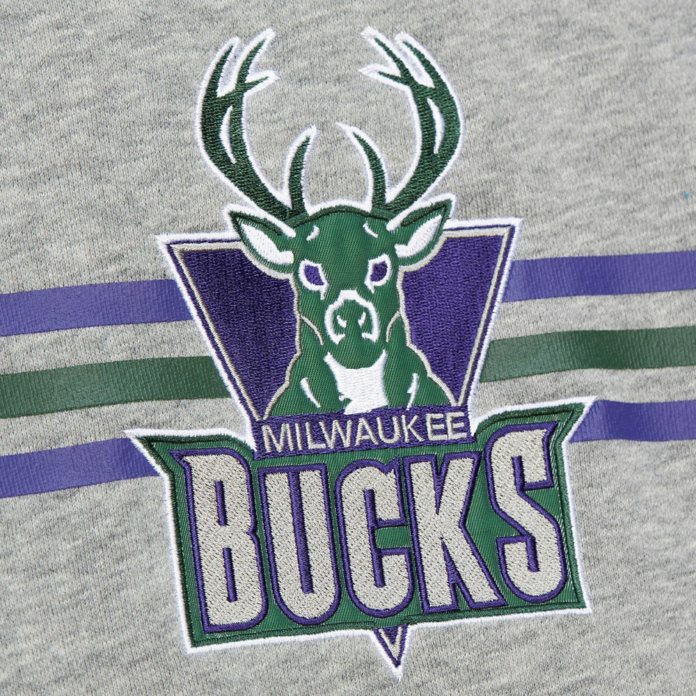 Mitchell & Ness - Milwaukee Bucks Hardwood Classics All Over 4.0 Pullover Sweatshirt - Heather Gray