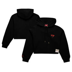Mitchell & Ness - Golden State Warriors Women's Hardwood Classics Cropped Pullover Hoodie - Black