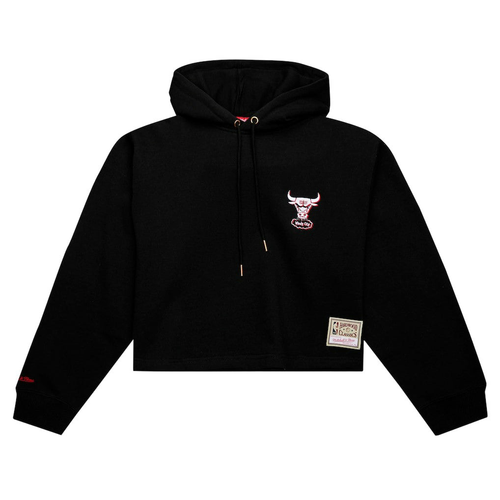 Mitchell & Ness - Chicago Bulls Women's Hardwood Classics Cropped Pullover Hoodie - Black