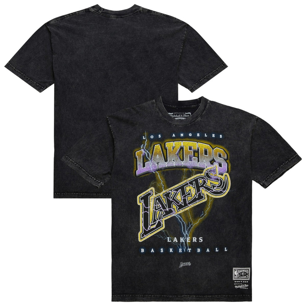 Mitchell & Ness - Los Angeles Lakers Unisex Hardwood Classics Vintage Voltage Premium Heavyweight T-Shirt - Black