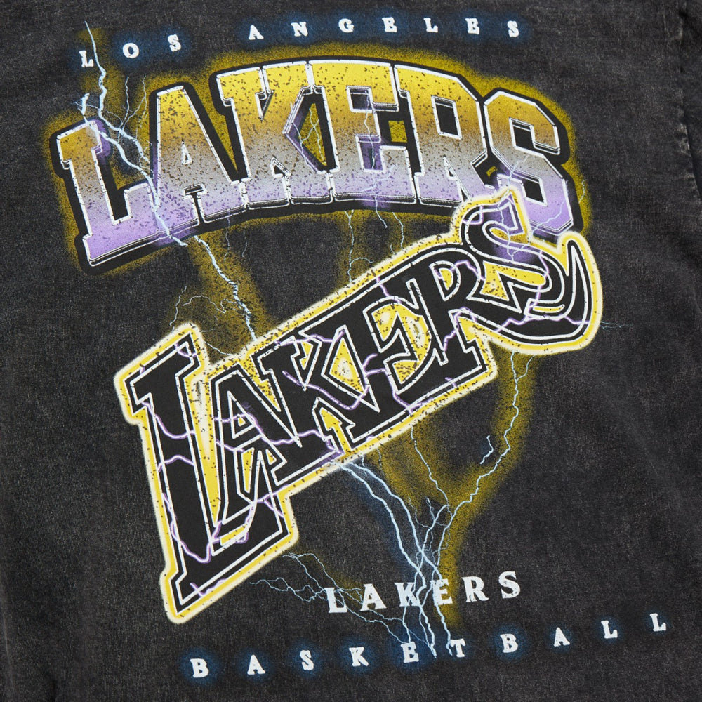 Mitchell & Ness - Los Angeles Lakers Unisex Hardwood Classics Vintage Voltage Premium Heavyweight T-Shirt - Black