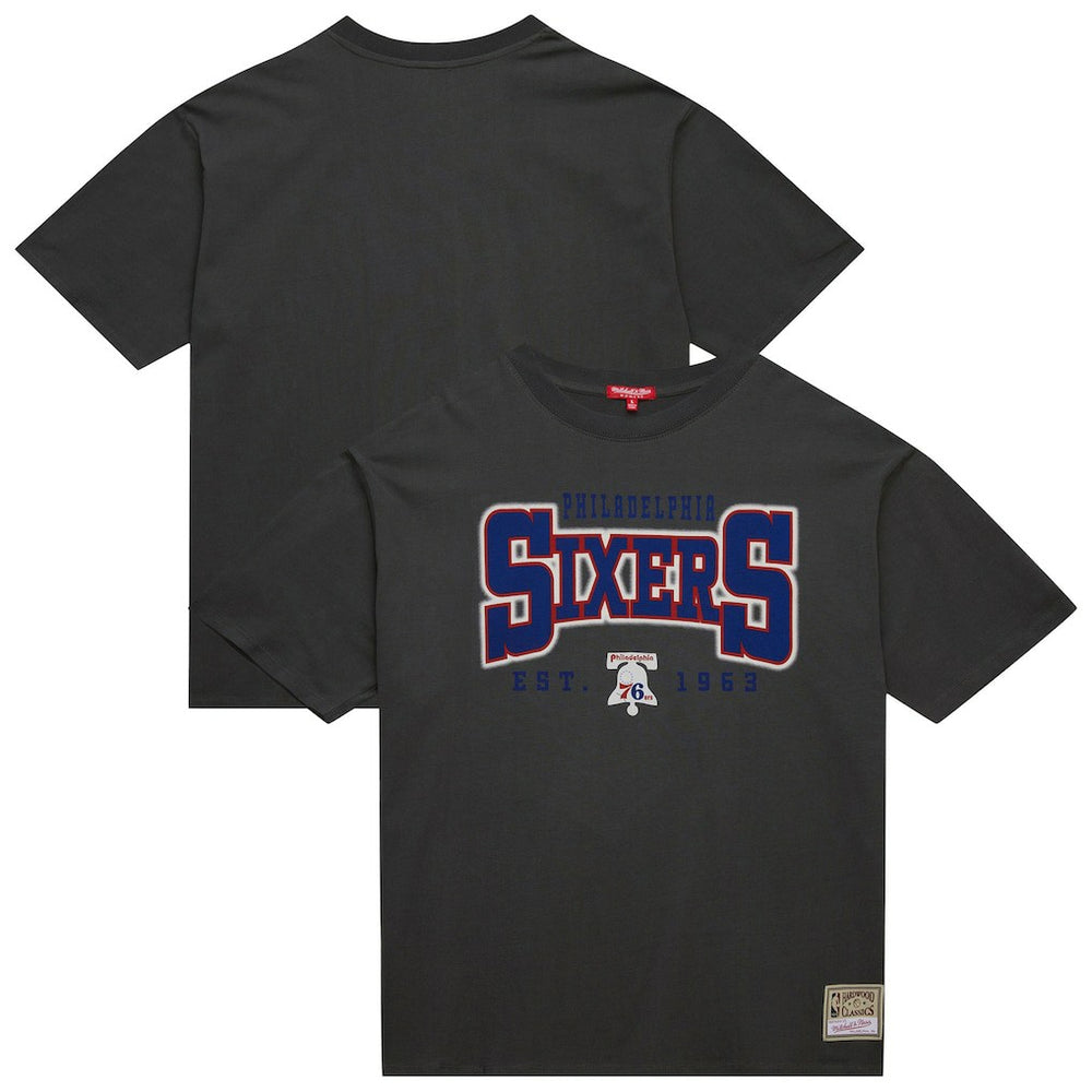 Mitchell & Ness - Philadelphia 76ers Women's Hardwood Classics Oversized Boyfriend T-Shirt - Charcoal