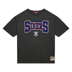 Mitchell & Ness - Philadelphia 76ers Women's Hardwood Classics Oversized Boyfriend T-Shirt - Charcoal