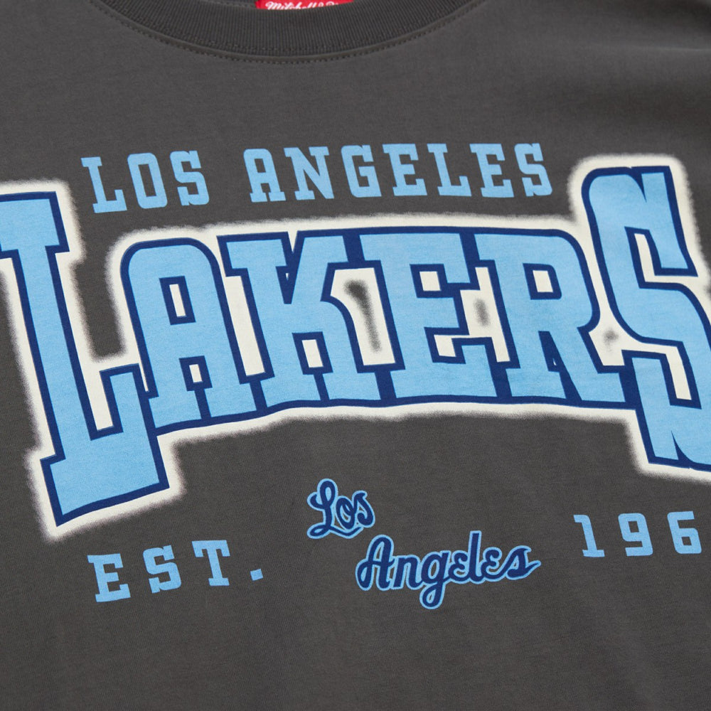 Mitchell & Ness - Los Angeles Lakers Women's Hardwood Classics Oversized Boyfriend T-Shirt - Charcoal
