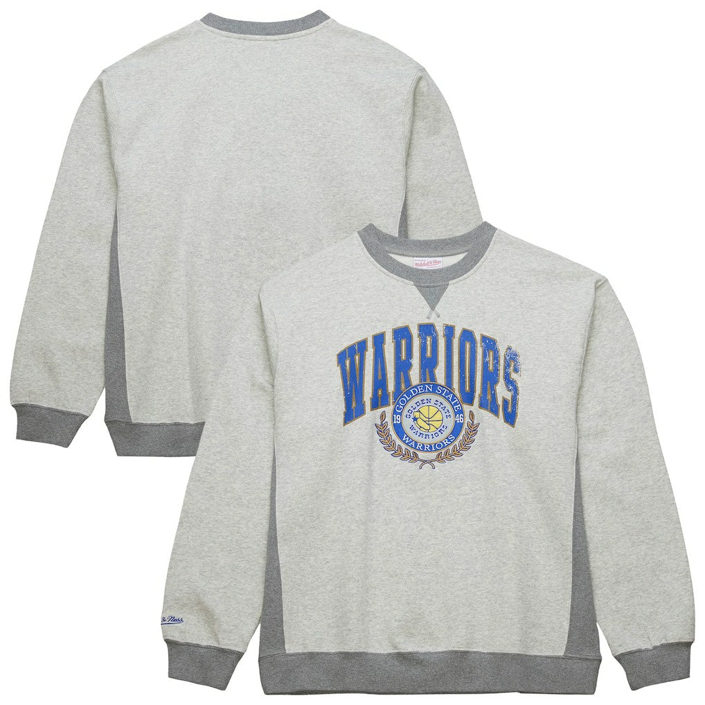 Mitchell & Ness - Golden State Warriors Vintage Logo Pullover Sweatshirt - Heather Gray