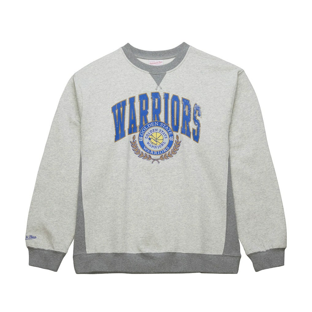 Mitchell & Ness - Golden State Warriors Vintage Logo Pullover Sweatshirt - Heather Gray