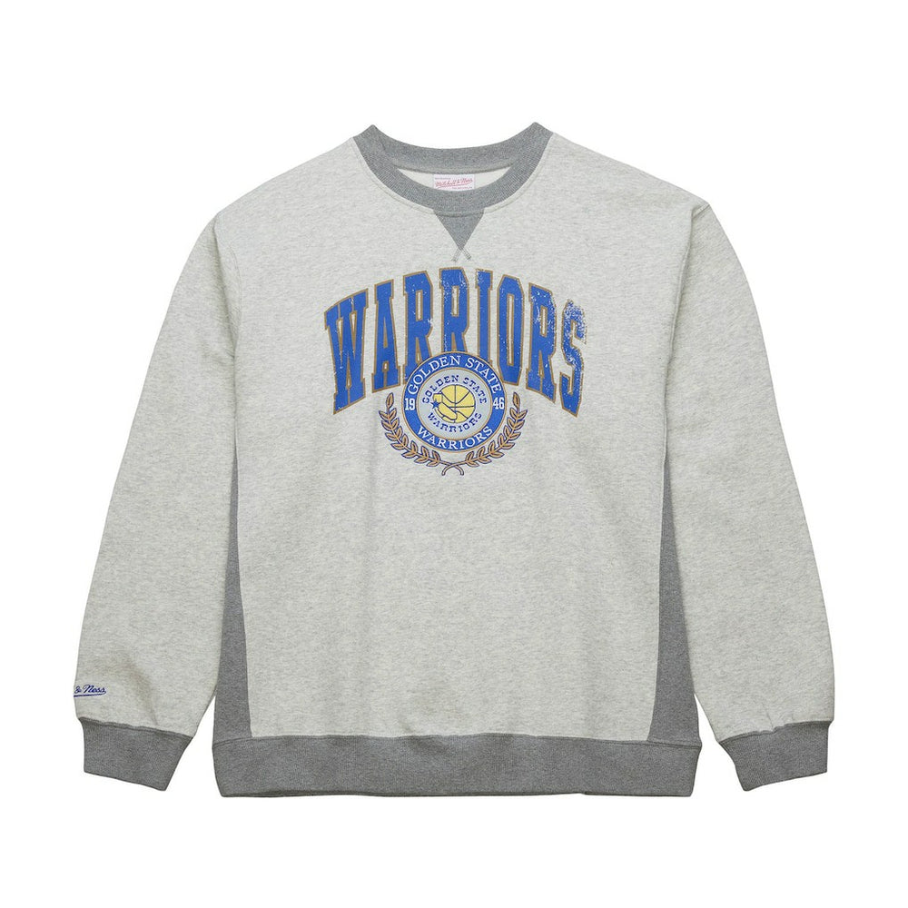 Mitchell & Ness - Golden State Warriors Vintage Logo Pullover Sweatshirt - Heather Gray