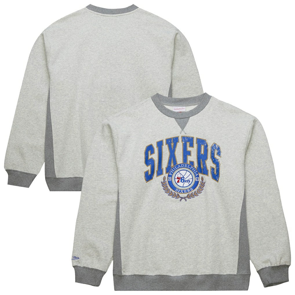 Mitchell & Ness - Philadelphia 76ers Vintage Logo Pullover Sweatshirt - Heather Gray