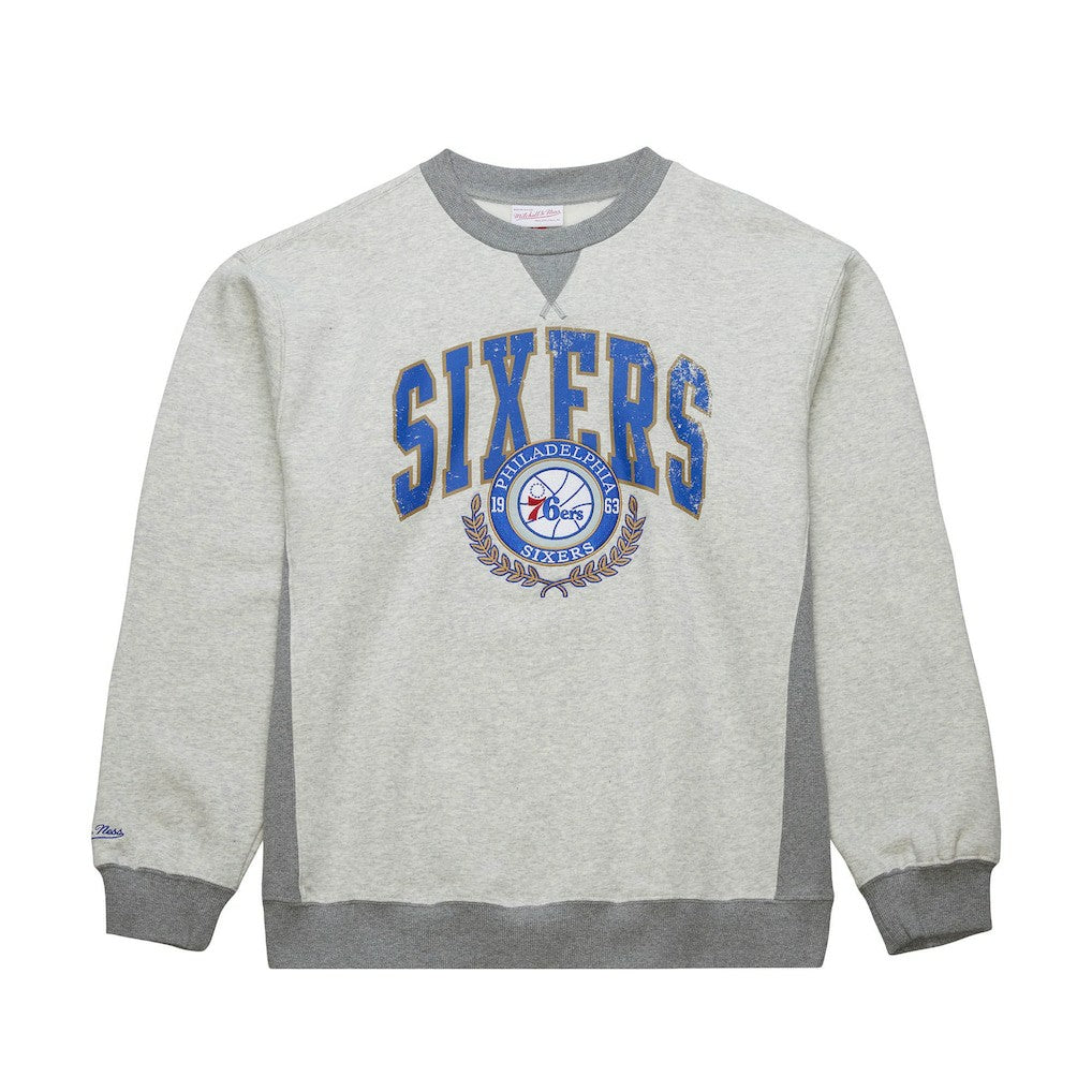 Mitchell & Ness - Philadelphia 76ers Vintage Logo Pullover Sweatshirt - Heather Gray