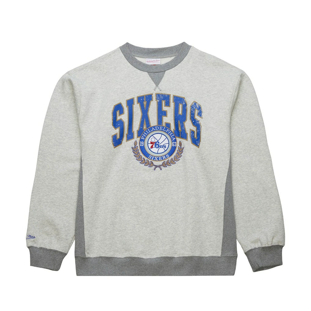 Mitchell & Ness - Philadelphia 76ers Vintage Logo Pullover Sweatshirt - Heather Gray