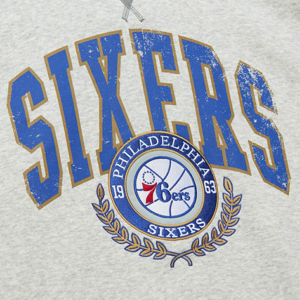 Mitchell & Ness - Philadelphia 76ers Vintage Logo Pullover Sweatshirt - Heather Gray
