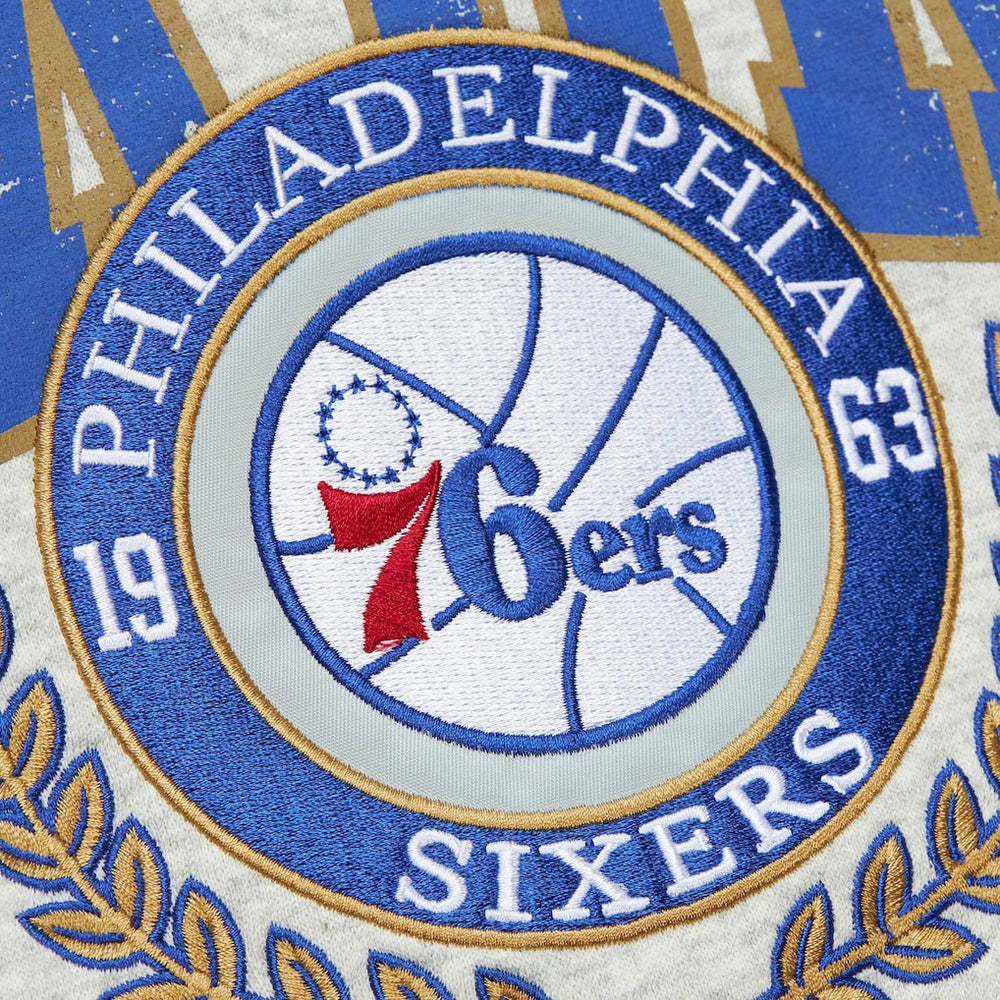 Mitchell & Ness - Philadelphia 76ers Vintage Logo Pullover Sweatshirt - Heather Gray